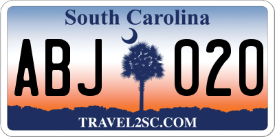 SC license plate ABJ020