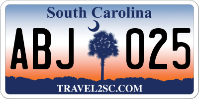 SC license plate ABJ025