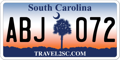 SC license plate ABJ072