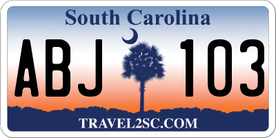 SC license plate ABJ103