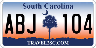 SC license plate ABJ104