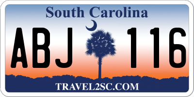 SC license plate ABJ116