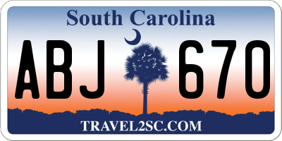 SC license plate ABJ670