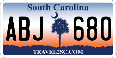 SC license plate ABJ680