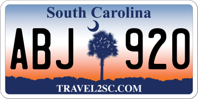 SC license plate ABJ920