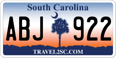 SC license plate ABJ922