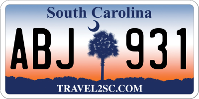 SC license plate ABJ931