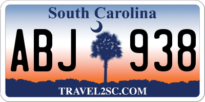 SC license plate ABJ938