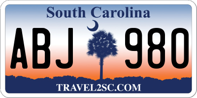 SC license plate ABJ980