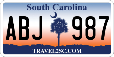 SC license plate ABJ987