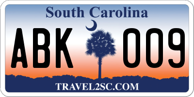 SC license plate ABK009