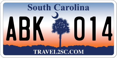 SC license plate ABK014