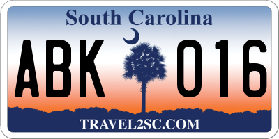 SC license plate ABK016