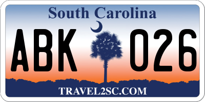 SC license plate ABK026