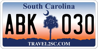 SC license plate ABK030