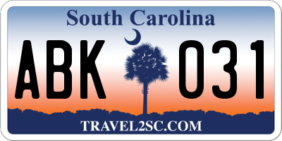 SC license plate ABK031