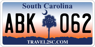 SC license plate ABK062