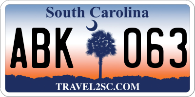 SC license plate ABK063