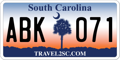 SC license plate ABK071