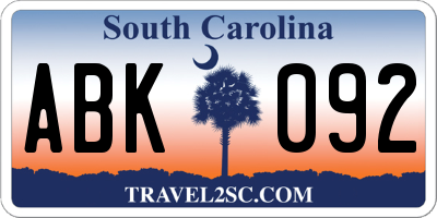 SC license plate ABK092