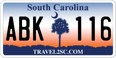 SC license plate ABK116