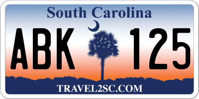 SC license plate ABK125