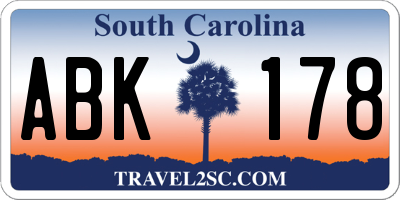 SC license plate ABK178