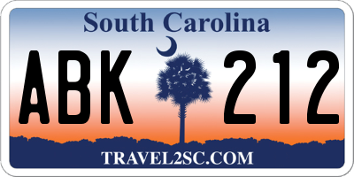 SC license plate ABK212