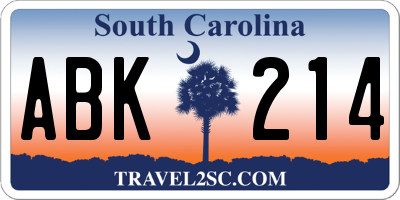 SC license plate ABK214