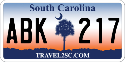 SC license plate ABK217