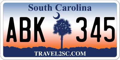 SC license plate ABK345