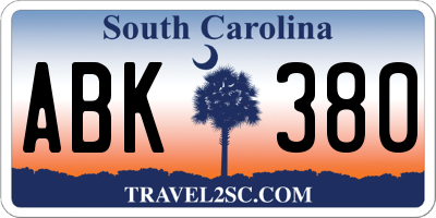 SC license plate ABK380