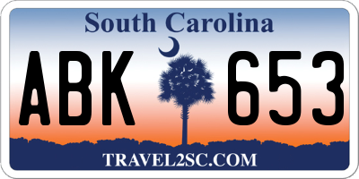 SC license plate ABK653