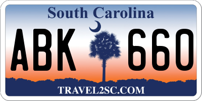 SC license plate ABK660