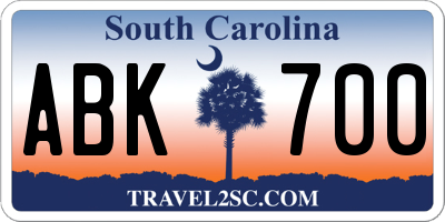 SC license plate ABK700