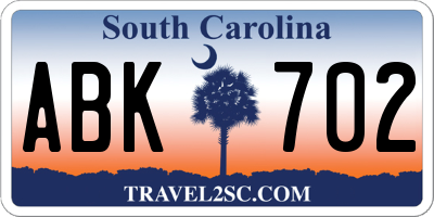 SC license plate ABK702