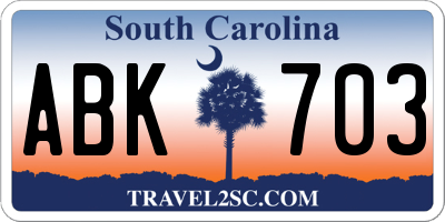 SC license plate ABK703