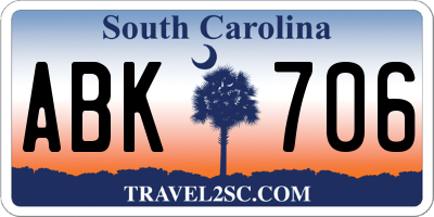 SC license plate ABK706