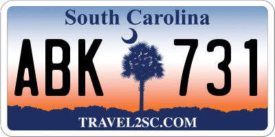 SC license plate ABK731