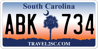 SC license plate ABK734