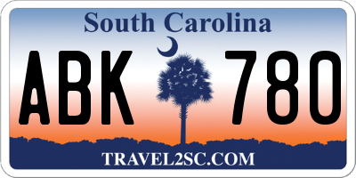 SC license plate ABK780