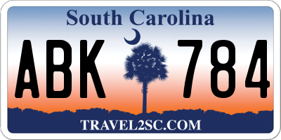 SC license plate ABK784