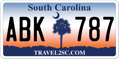 SC license plate ABK787