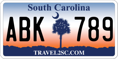 SC license plate ABK789