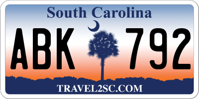 SC license plate ABK792