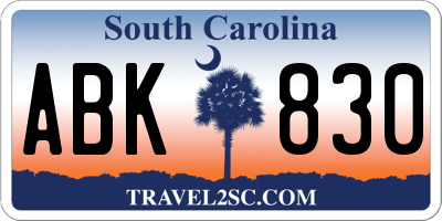 SC license plate ABK830