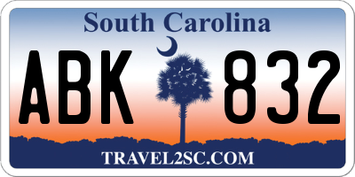 SC license plate ABK832