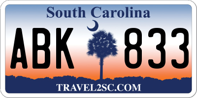 SC license plate ABK833