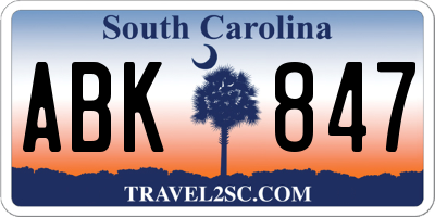 SC license plate ABK847