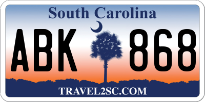 SC license plate ABK868